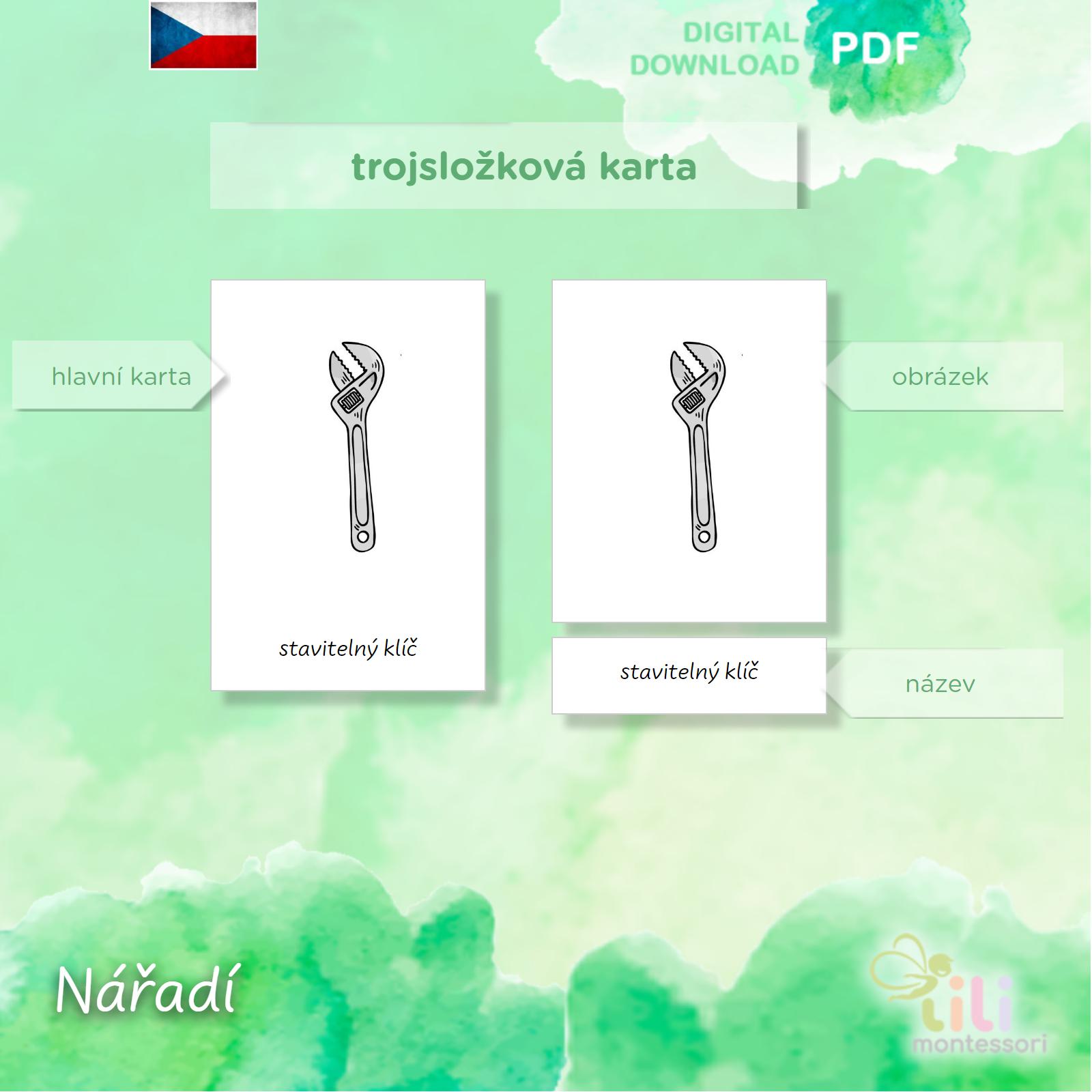 Nářadí -Trojsložkové karty ČJ